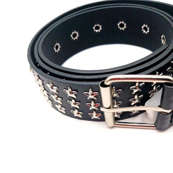 Gothic Stars Vegan Leather Belt Unisex Black- New - Picture 9 of 10